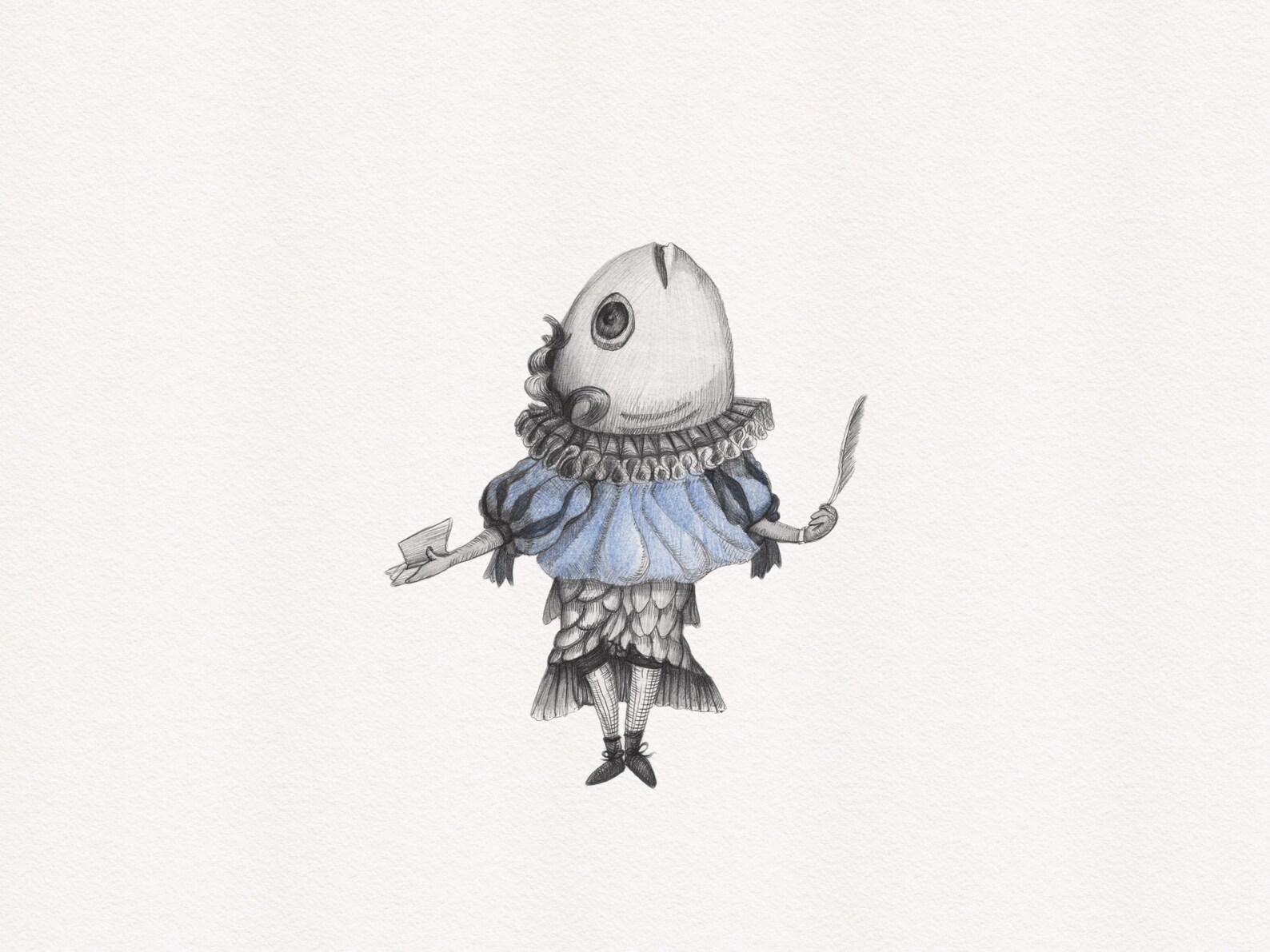 Poetic Fish Drawing, Detailed Animal Illustration in a Vintage Style ...
