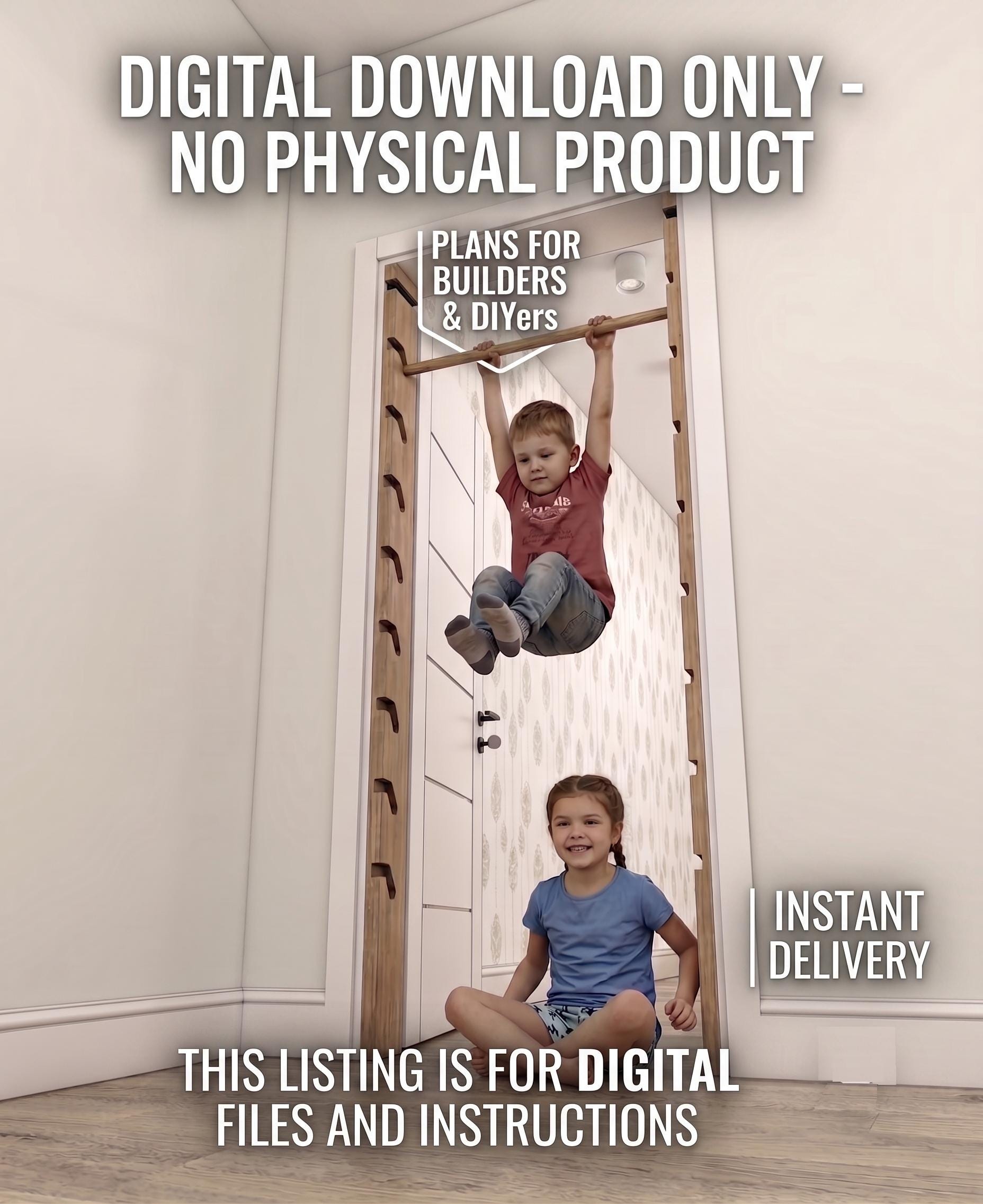 Adjustable Doorway Kids Gym Plans, Pull-Up Bar, Climbing Frame SVG (Digital Download)