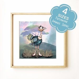 Ostrich Print for Nursery Wall, Wall Decor for Kids Room, Safari Print Children, Playroom Poster Girls Room, 6th Birthday Gift for Her niece