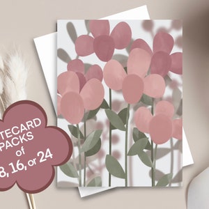 Flower notecards with envelopes set, All Occasion Note Cards, Watercolor Cards with Envelopes, Thank you Cards, Teacher Gift Basket Filler