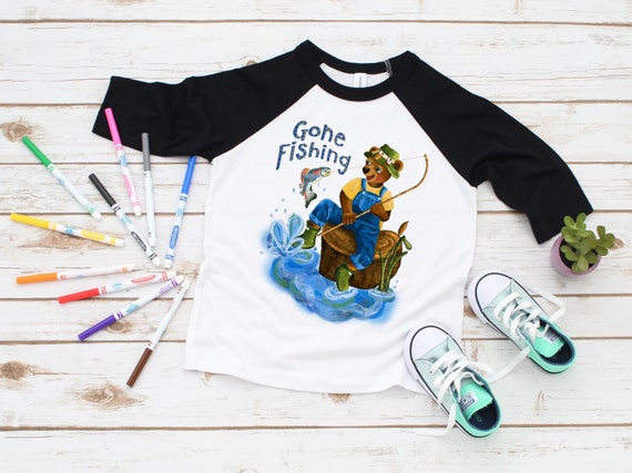 Fishing Bear Shirt for Kids, Tshirt Fishing, Toddler Shirt for