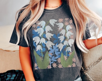 Comfort Colors Flower tshirt cute, Boho Wildflower Tshirt long sleeve, Floral Shirt for women, Retro Spring Shirt plus size 2X, Garden Lover
