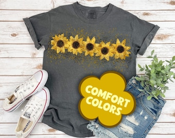 Retro Sunflower Shirt for Women Tee, Boho Floral Shirt long sleeve, Spring Shirt Nature, Oversized flower tshirt Plus Size, botanical shirt