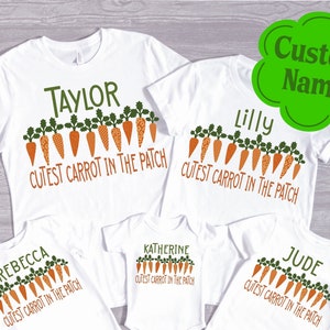 Carrot Shirt with name, Personalized Easter Shirt for Kids, Custom Tshirt kids, Easter Basket stuffer for toddler, for girls, baby bodysuit