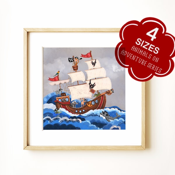 Décor de pépinière pirate pour les garçons, Pirate Wall Art for Boys Bedroom Prints, Ship pépinière wall Art, décorations de douche de bébé, cadeau d'anniversaire pour