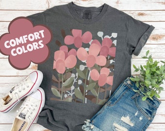 Boho Wildflower Shirt, Spring Tshirt plus size 2X, Floral Shirt cute, Flower Tee, Oversized Shirts, Retro Shirt long sleeve, garden shirt