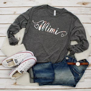 Mimi shirt long sleeve, pregnancy announcement grandparents, mimi gifts from grandkids, mimi to be shirts, Grandma Birthday Gift for her mom