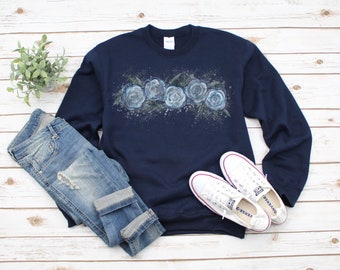 Watercolor Flower Shirt trendy, Long Sleeve tshirt wildflower, Cute Spring Sweatshirt plus size, Best Birthday gift for her grandma, for mom