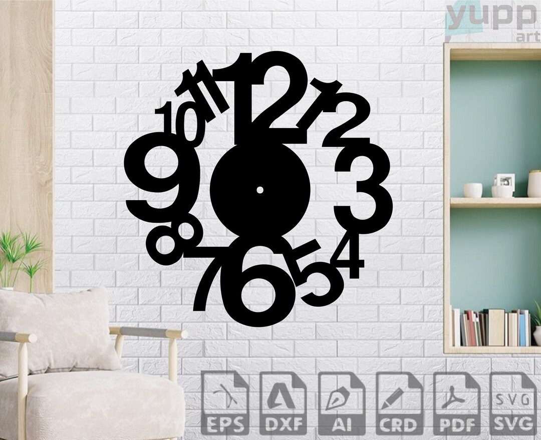 Numbers Clock Cut Files, Wall Clock Laser Cut Dxf, Clock Svg File for ...