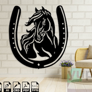 Hoefijzer Svg voor Cricut, Horse Head Clipart, Western Cnc Laser Cut Files, Vector Print Files, Paard Vinyl Cut Files, Horseshoe Silhouette