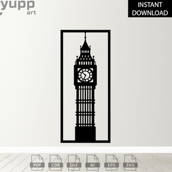 Big Ben Svg and Dxf, London Cut and Print Files, England Cnc Router, Britain Wall Art Decor, Great Bell of the Great Clock of Westminster