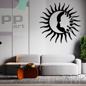 Sonne und Mond Dxf Dateien Sonne und Mond Laser Cut Sonne und Mond Svg Datei für Cricut Sonne und Mond Metall Wandkunst Sonne und Mond Cnc Projekt