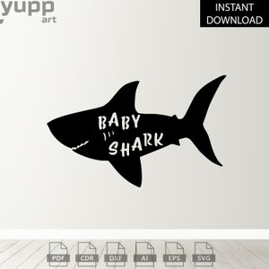 Baby Shark SVG, Baby Shark Birthday Clipart, Baby Shark Family Svg File For Cricut, Whale Shark Wall Art