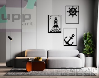 Ocean starboard lighthouse design laser svg dxf sticker engraving silhouette template cnc cutting router digital vector instant download