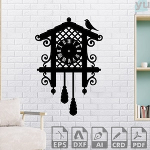 Bird Clock Cut and Print Files, Birdhouse Clock Laser Cut, Cuckoo Clock Svg File For Cricut, Wall Clock Dxf Cnc Router, Engraving, Glowforge