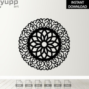 Mandala Wall Art SVG | Boho Mandala Vector | Laser Cut File | Digital Mandala Decor | Cricut, Glowforge, Silhouette Cut Files