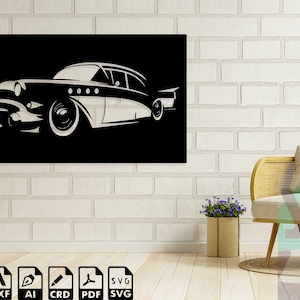 Vintage Car Cnc Svg design laser svg dxf pdf sticker engraving silhouette template cnc cutting router digital vector instant download