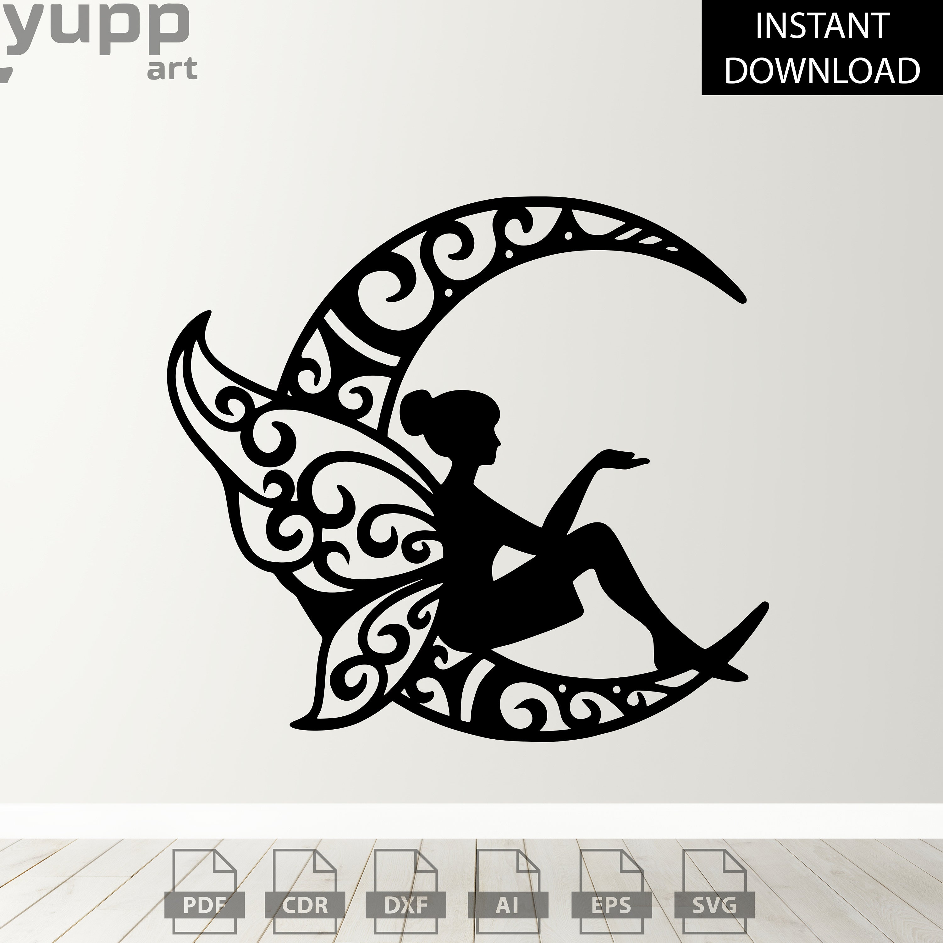 Fairy Svg and Dxf, Cute Pixie Cut and Print Files, Little Girl Cnc