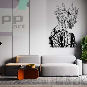 Tree Face Human laser cut svg dxf pdf engraving decal silhouette template cnc cutting router digital vector instant download