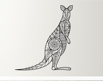 Mandala Kangaroo SVG, Zentangle Animal DXF, Australian Laser Cut File, Boho Wall Art, Intricate CNC Design, Digital Download
