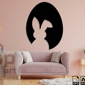 Easter Bunny on Egg Silhouette SVG Cut File