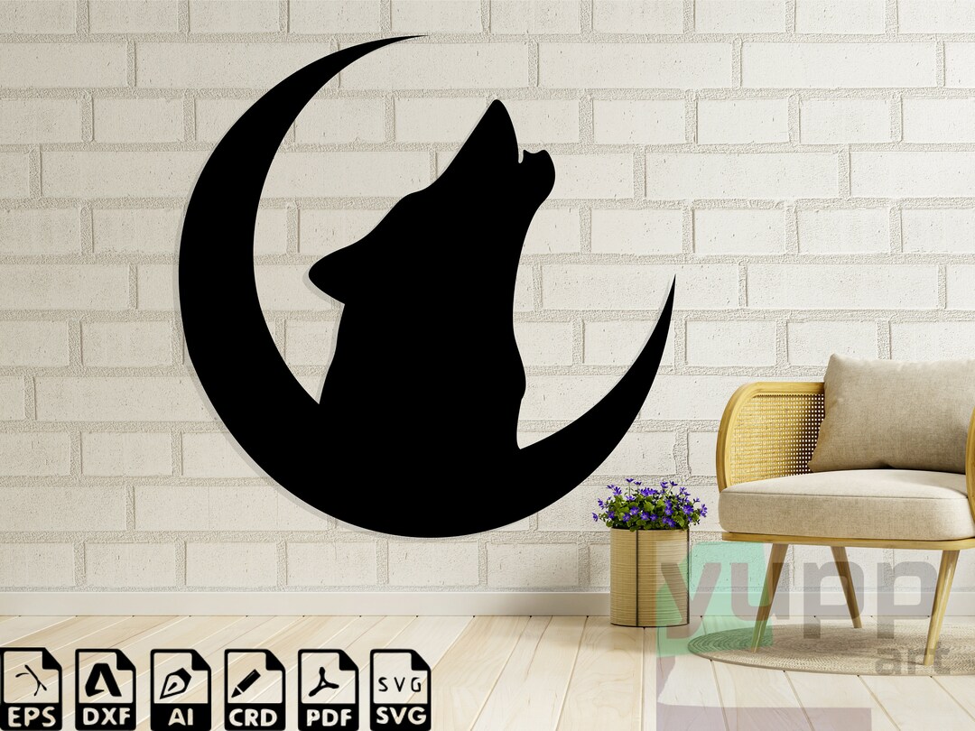 Howling Wolf in Moon Svg Wolf Svg Glowforge File Wolf Cnc - Etsy