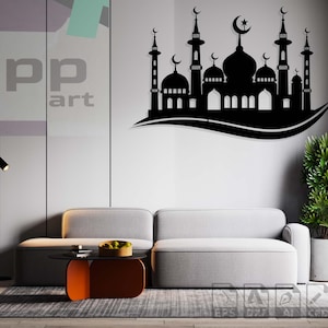 Moskee moslim islam gesneden svg dxf pdf gravure decal silhouet sjabloon cnc snijden router digitale vector instant download