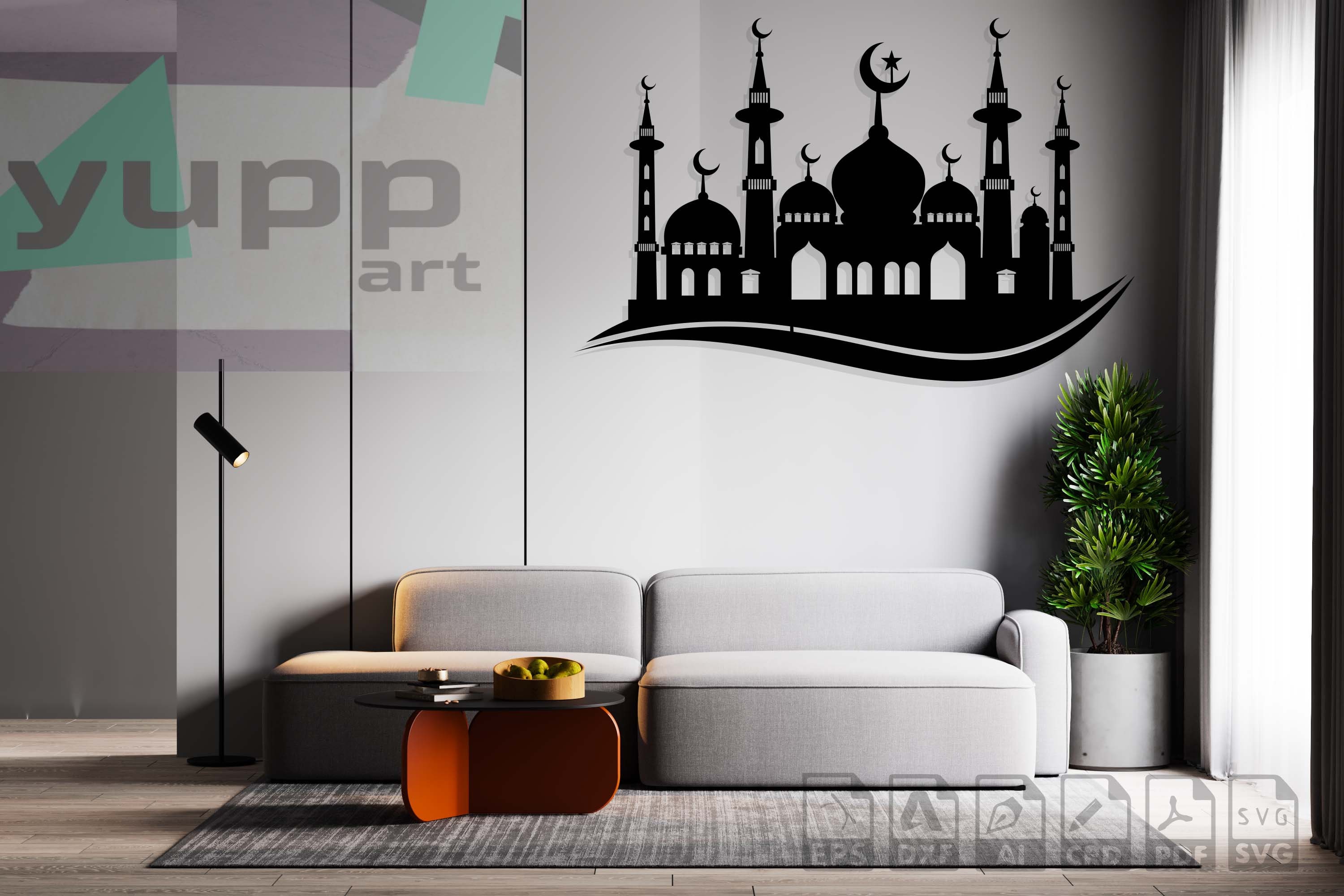 Tableau design d'art Mural islam coranique et mosquée, vente au Maroc, avec  cadre Ikea
