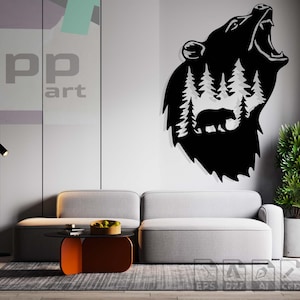 Bear Scene laser cut svg dxf pdf engraving decal silhouette template cnc cutting router digital vector instant download