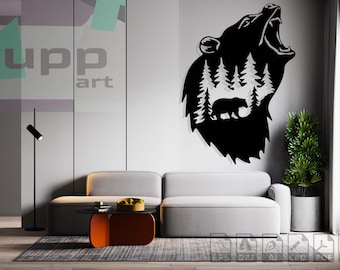 Bear Scene laser cut svg dxf pdf engraving decal silhouette template cnc cutting router digital vector instant download