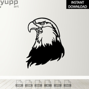 Bald Eagle Wall Decor - Wild Animals Svg - America Clipart - Laser Cutting Files For Cnc Router - Svg Files For Cricut - Cut and Print Files