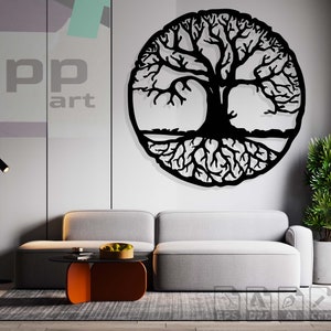 Baum des Lebens Erde Laser cut svg dxf pdf Gravur Aufkleber Silhouette Vorlage CNC Schneiden Fräser digital vektor instant download