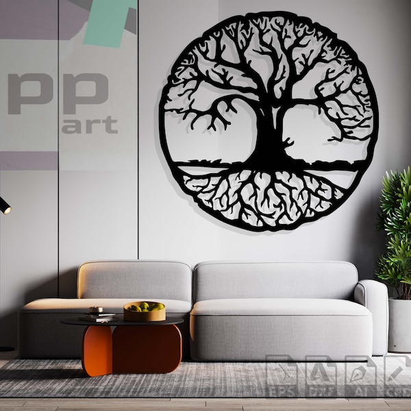 Tree of life earth laser cut svg dxf pdf engraving decal silhouette template cnc cutting router digital vector instant download