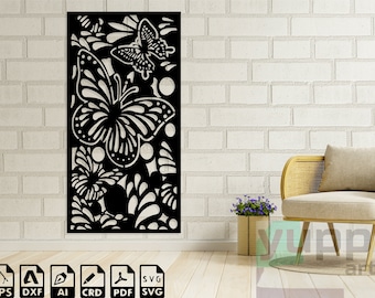 Butterflies Svg For Cricut, Butterfly Door Pattern Cnc Laser Cut Files, Butterfly Decor Dxf Files, Butterfly Clipart Silhouette Engraving
