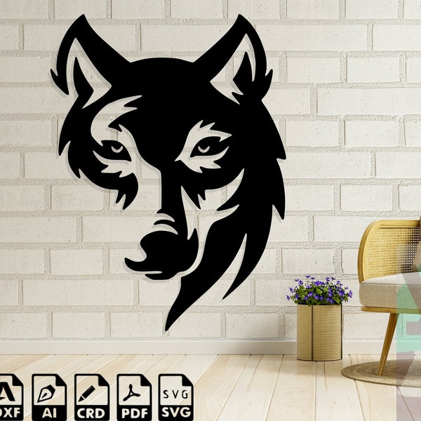 Wolf Face Cnc Svg For Cricut laser cut svg dxf pdf engraving decal silhouette template cnc cutting router digital vector instant download