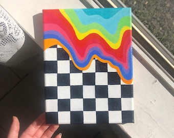 Aesthetic Indie Checkerboard Art Canvas Painting Room Decor - Etsy Norway Aesthetic Indie Checkerboard Art Canvas Painting Room Decor - Etsy Norway