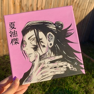 Geto Aesthetic Cursed Sorcery Anime Jujutsu Kai Manga Boy Acrylic Canvas Painting 8 In X 8 In -Anime Art Room Decor Wall Decor