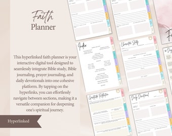 Glaube Digitaler Planer | Bibelstudienplaner | tägliche Devotionalie | Christliche Glaube Zeitschrift | Dankbarkeit im Glauben Kalender