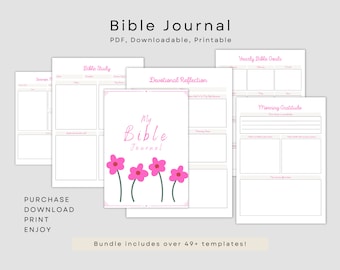 Paquete de diario bíblico/ Diario de oración/ Planificador de oración/ Diario cristiano/ Planificador cristiano/ Planificador devocional/ Diario devocional