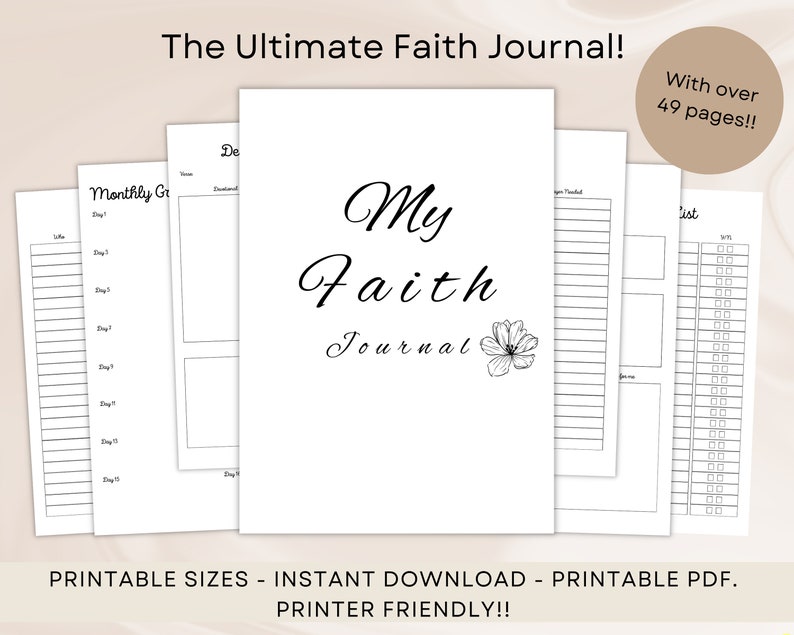 Black and White|prayer Journal| Printable Prayer Journal| Faith Planner ...