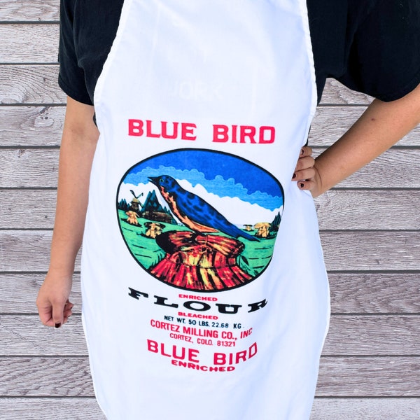 Bluebird flour apron Native American Indigenous apron frybread bannock makers