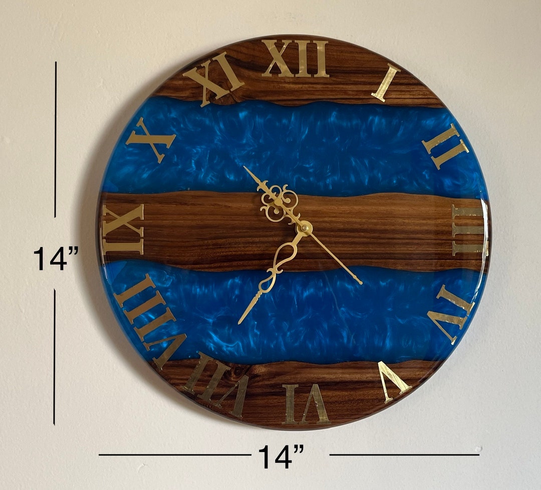 Resin Teak Wood Wall Clock Resin Wood Wall Clock Live Edge Etsy