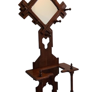 SOLD! Please DO NOT Purchase! Vintage Walnut Wood Hall Tree Umbrella Stand
