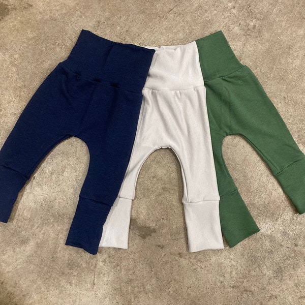 Pantalon Grow with me / harem / U / 3 - 12 mois 12 mois - 2T / 3T - 5T / Vêtements pour bébés / Enfant / Solide / Tout-petit / Ans / Bambou / Biologique