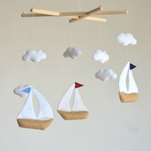 Sailing boat Baby Mobile, Ocean Baby Mobile, Ship Mobile, Sea Baby Mobile, Nautical Baby Decoration, Sailboat Mobile, Baby Shower Gift