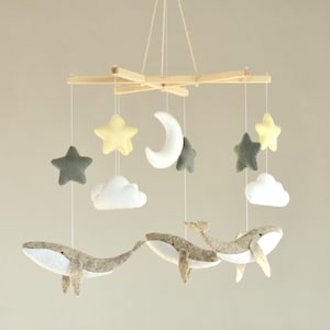 Whale Baby Mobile, Ocean Baby Mobile, Nautical Nursery Decor, Baby Shower Gift, Sea Crib Mobile, Baby Shower Gift, Felt Baby Mobile