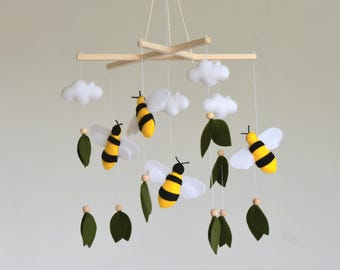 Bijen baby mobiel, hommel babykamer decoratie