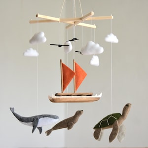 Hokulea Mobile, Hawaiian Baby Mobile, Coastal Baby Mobile, Double Hull Canoe Nursery Mobile, Turtle Baby Mobile, Tropical Baby Mobile