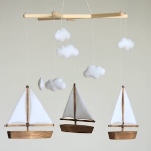 Sailboat Baby Mobile, Ocean Mobile, Ship Mobile, Sea Baby Mobile, Nursery Decor, Baby Room Decoration, Sailing Ship Mobile, Baby Shower Gift