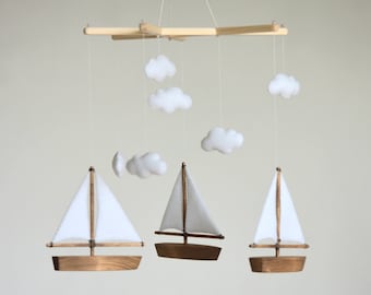 Ocean Baby Mobile, Nursery Mobile, Ship Mobile, Sea Baby Mobile, Nursery Decor, Baby Room Decoration, Sailboat Mobile, Baby Shower Gift